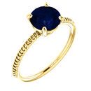 Genuine 14 Karat Yellow Gold Genuine Chatham Blue Sapphire Ring