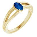 Genuine Created Sapphire Ring in 14 Karat Yellow Gold Chatham Created Genuine Sapphire Solitaire Youth Ring