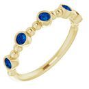 Genuine Chatham Created Sapphire Ring in 14 Karat Yellow Gold Chatham Created Genuine Sapphire Stackable Beaded Ring