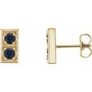 Created Sapphire Earrings in 14 Karat Yellow Gold Chatham Created Genuine SapphireTwo-Stone Earrings