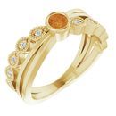 Golden Citrine Ring in 14 Karat Yellow Gold Chatham Created Citrine & .05 Carat Diamond Ring