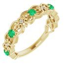 Genuine Chatham Created Emerald Ring in 14 Karat Yellow Gold Chatham Created Emerald & .02 Carat Diamond Vintage-Inspired Scroll Ring