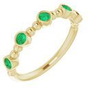Genuine Chatham Created Emerald Ring in 14 Karat Yellow Gold Chatham Created Emerald Stackable Beaded Ring