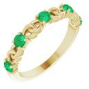 Genuine Chatham Created Emerald Ring in 14 Karat Yellow Gold Chatham Created Emerald Stackable Link Ring