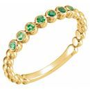 Genuine Chatham Created Emerald Ring in 14 Karat Yellow Gold Chatham Created Emerald Stackable Ring