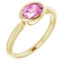 Genuine Chatham Created Sapphire Ring in 14 Karat Yellow Gold Chatham Created Pink Sapphire Ring