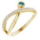 Chatham Created Alexandrite Ring in 14 Karat Yellow Gold Chatham Lab-Created Alexandrite & 1/5 Carat Diamond Ring