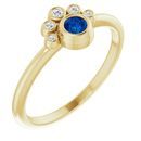 Genuine Chatham Created Sapphire Ring in 14 Karat Yellow Gold Chatham Lab-Created Genuine Sapphire & .04 Carat Diamond Ring