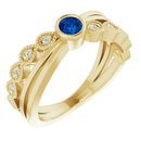 Genuine Chatham Created Sapphire Ring in 14 Karat Yellow Gold Chatham Lab-Created Genuine Sapphire & .05 Carat Diamond Ring