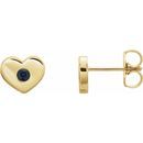 Created Sapphire Earrings in 14 Karat Yellow Gold Chatham Lab-Created Genuine Sapphire Heart Earrings