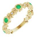 Genuine Chatham Created Emerald Ring in 14 Karat Yellow Gold Chatham Lab-Created Emerald & .03 Carat Diamond Ring