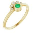 Genuine Chatham Created Emerald Ring in 14 Karat Yellow Gold Chatham Lab-Created Emerald & .04 Carat Diamond Ring