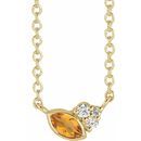 Golden Citrine Necklace in 14 Karat Yellow Gold Citrine & .03 Carat Diamond 16