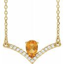Golden Citrine Necklace in 14 Karat Yellow Gold Citrine & .06 Carat Diamond 16