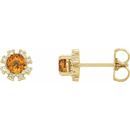 Golden Citrine Earrings in 14 Karat Yellow Gold Citrine & .07 Carat Diamond Earrings