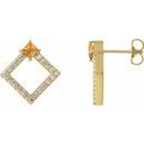 Golden Citrine Earrings in 14 Karat Yellow Gold Citrine & 1/3 Carat Diamond Earrings