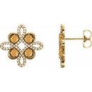 Golden Citrine Earrings in 14 Karat Yellow Gold Citrine & 1/4 Carat Diamond Earrings
