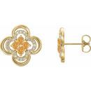 Golden Citrine Earrings in 14 Karat Yellow Gold Citrine & 1/5 Carat Diamond Clover Earrings