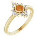 Golden Citrine Ring in 14 Karat Yellow Gold Citrine & 1/5 Carat Diamond Ring