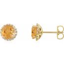Golden Citrine Earrings in 14 Karat Yellow Gold Citrine & 1/6 Carat Diamond Earrings