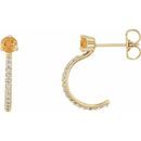Golden Citrine Earrings in 14 Karat Yellow Gold Citrine & 1/6 Carat Diamond Hoop Earrings