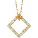 Golden Citrine Necklace in 14 Karat Yellow Gold Citrine & 3/8 Carat Diamond 16-18