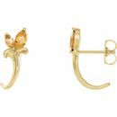 Golden Citrine Earrings in 14 Karat Yellow Gold Citrine Floral-Inspired J-Hoop Earrings