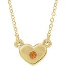 Golden Citrine Necklace in 14 Karat Yellow Gold Citrine Heart 16