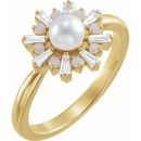 Cultured Akoya Pearl Ring in 14 Karat Yellow Gold Cultured Akoya Pearl, Opal & 0.25 Carat Diamond