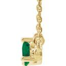 Genuine Emerald Necklace in 14 Karat Yellow Gold Emerald & 1/10 Carat Diamond 18
