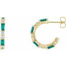 Genuine Emerald Earrings in 14 Karat Yellow Gold Emerald & 1/2 Carat Diamond Earrings