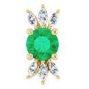 Natural Emerald Pendant in 14 Karat Yellow Gold Emerald & 1/4 Carat Diamond Pendant