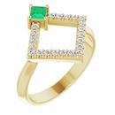 Genuine Emerald Ring in 14 Karat Yellow Gold Emerald & 1/5 Carat Diamond Geometric Ring