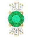 Natural Emerald Pendant in 14 Karat Yellow Gold Emerald & 1/6 Carat Diamond Pendant