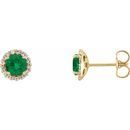 Genuine Emerald Earrings in 14 Karat Yellow Gold Emerald & 1/8 Carat Diamond Earrings