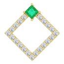 Natural Emerald Pendant in 14 Karat Yellow Gold Emerald & 3/8 Carat Diamond Pendant