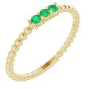 Genuine Emerald Ring in 14 Karat Yellow Gold Emerald Beaded Ring