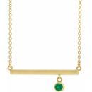 Genuine Emerald Necklace in 14 Karat Yellow Gold Emerald Bezel-Set 16