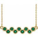 Genuine Emerald Necklace in 14 Karat Yellow Gold Emerald Bezel-Set Bar 16-18