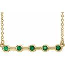 Genuine Emerald Necklace in 14 Karat Yellow Gold Emerald Bezel-Set Bar 18