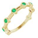 Genuine Emerald Ring in 14 Karat Yellow Gold Emerald Bezel-Set Bar Ring
