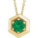 Genuine Emerald Necklace in 14 Karat Yellow Gold Emerald Geometric 16-18