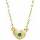 Genuine Emerald Necklace in 14 Karat Yellow Gold Emerald Heart 16