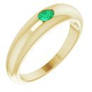 Genuine Emerald Ring in 14 Karat Yellow Gold Emerald Petite Dome Ring