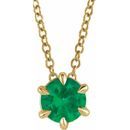 Genuine Emerald Necklace in 14 Karat Yellow Gold Emerald Solitaire 16-18