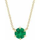 Genuine Emerald Necklace in 14 Karat Yellow Gold Emerald Solitaire 16
