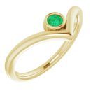 Genuine Emerald Ring in 14 Karat Yellow Gold Emerald Solitaire Bezel-Set 