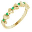 Genuine Emerald Ring in 14 Karat Yellow Gold Emerald Stackable Heart Ring