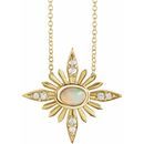 Ethiopian Opal Necklace in 14 Karat Yellow Gold Ethiopian Opal & .08 Carat Diamond Celestial 16-18