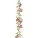 Multi-Gemstone Pendant in 14 Karat Yellow Gold Ethiopian Opal, Pink Sapphire & 1/8 Carat Diamond Scattered Bar Pendant